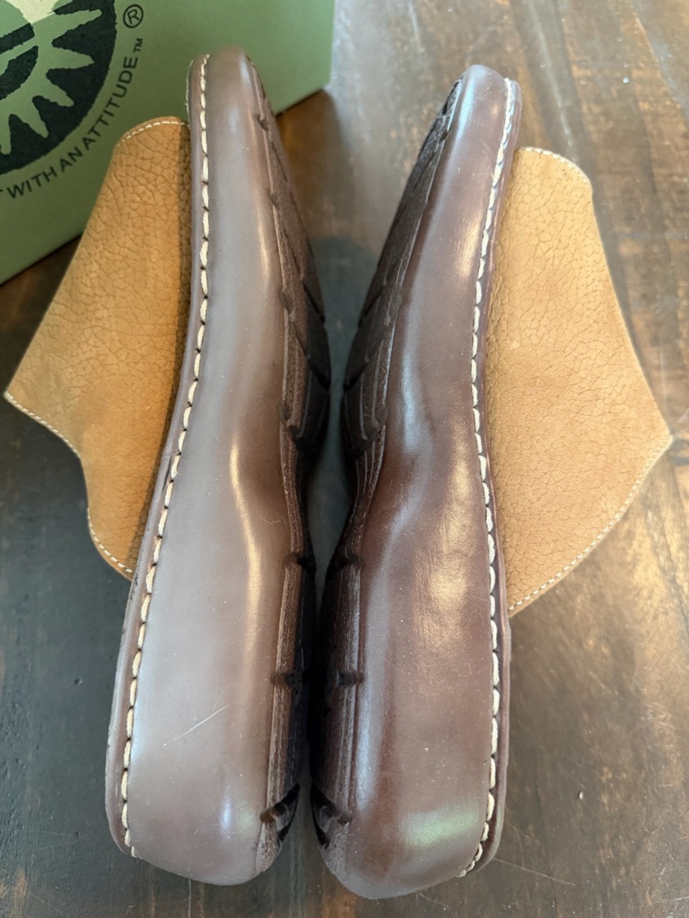 Earth Shoe Pecan Brown Leather Slide Sandals - 9.5W - Picture 3 of 11